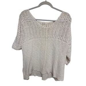 Billabong Cream Crochet Knit Pullover Sweater 3/4‎ Sleeve V-Neck Relaxed Fit